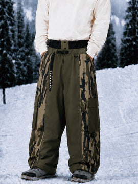 Men's Wild Motion Reflective Colorblock Extra Baggy Snow Pants