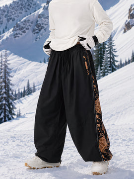 Men's Hyper Flux Side Zip Graffiti Panel Extra Baggy Freestyle Snow Pants