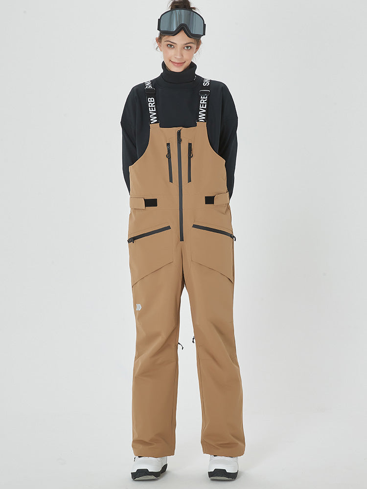 Womens Mountain Freerider Swag Cargo Snowboard Bib Overalls Snow Pants ...