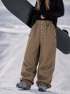 Women's Raw Utility Rivet Workwear Denim Snow Pants – Double Back Pocket Oversized Fit