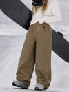 Women's Raw Utility Rivet Workwear Denim Snow Pants – Double Back Pocket Oversized Fit
