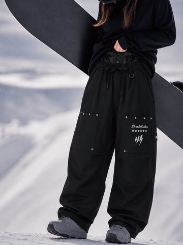 Women's Camden Punk Rivet Street Utility Cargo Snowboard Pants – Baggy Freestyle Fit