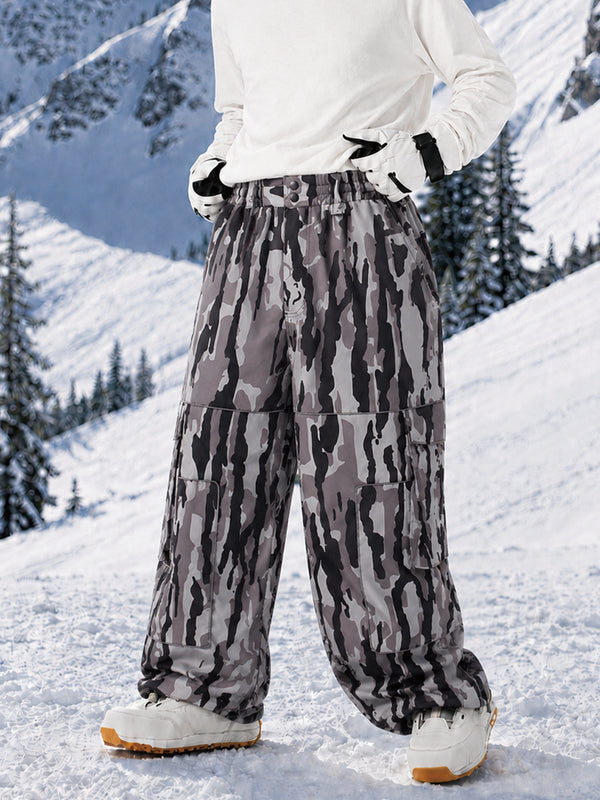 Men's Nightline Park Rider Reflective Trim Cargo Pockets Baggy Snow Pants